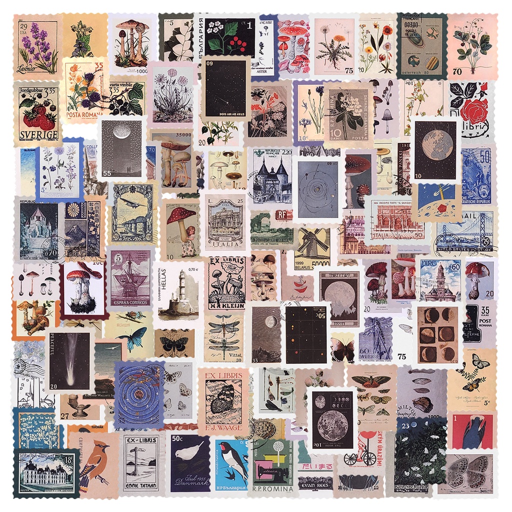 Mayplous 6 Packs Vintage Postage Stamp Sticker Scrapbooking Sticker