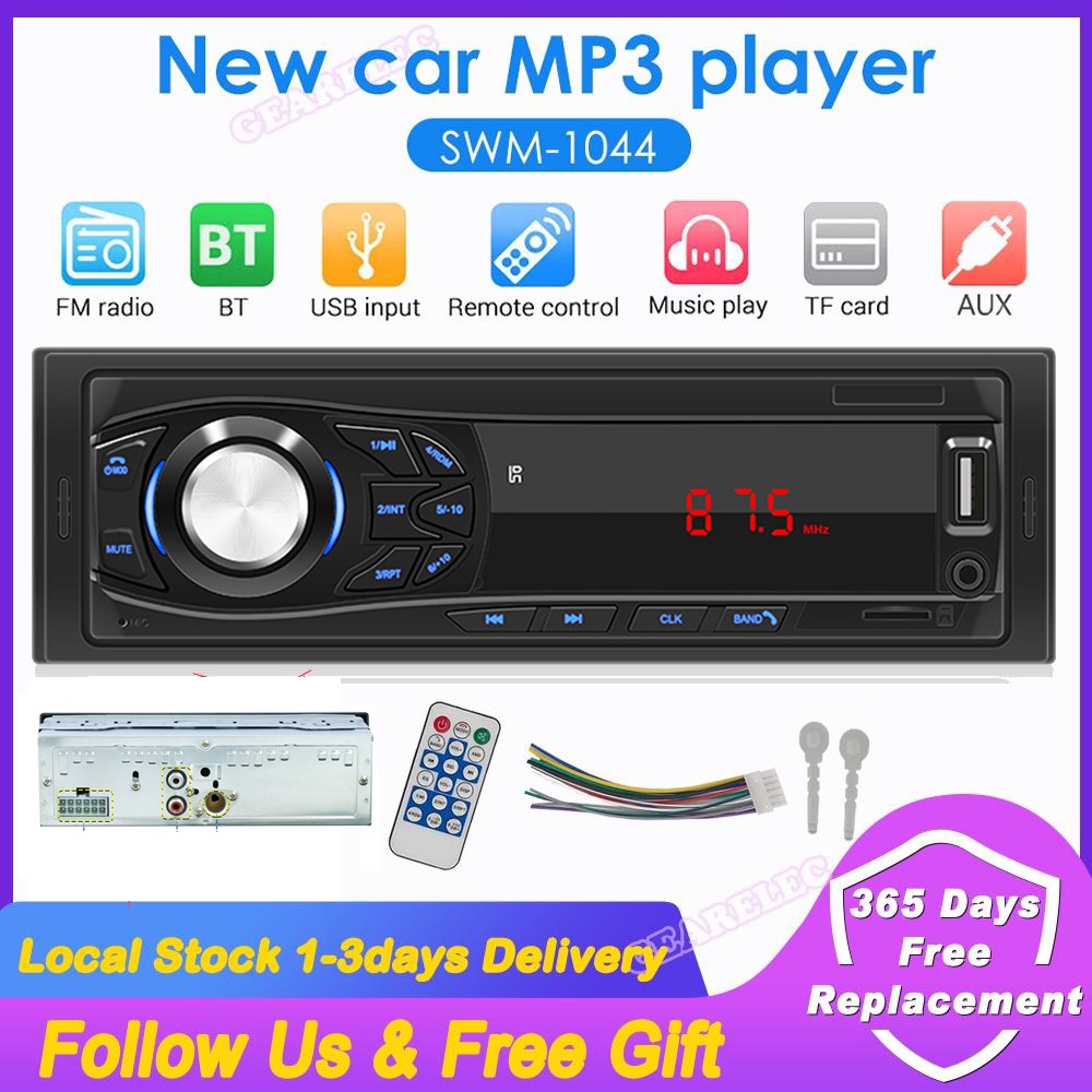 1DIN Car Stereo MP3 Player Radio Bluetooth LED Screen FM Aux Input Mp3