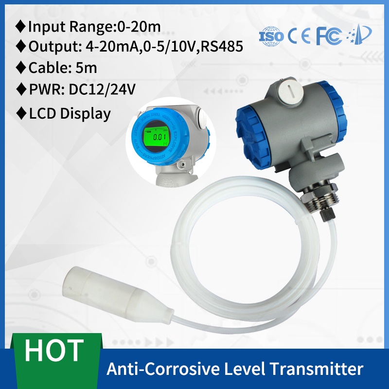 PTFE Anticorrosive Level Sensor 420mA Diesel Acid Level Transmitter