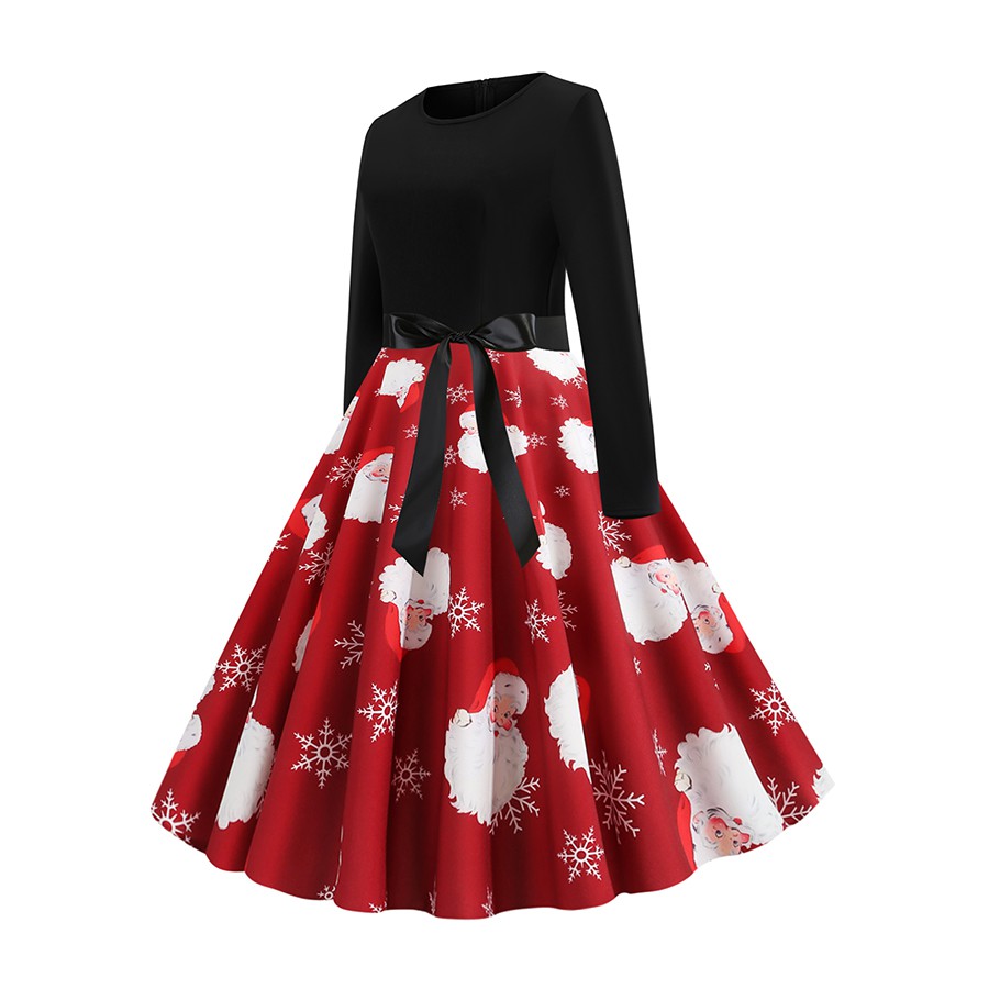 long sleeve 50s swing dress