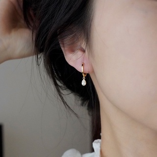 【Miss Can't Miss】E270 Hypoallergenic Zirconia Waterdrop Gold Hoop Earrings for Women Dainty Earrings