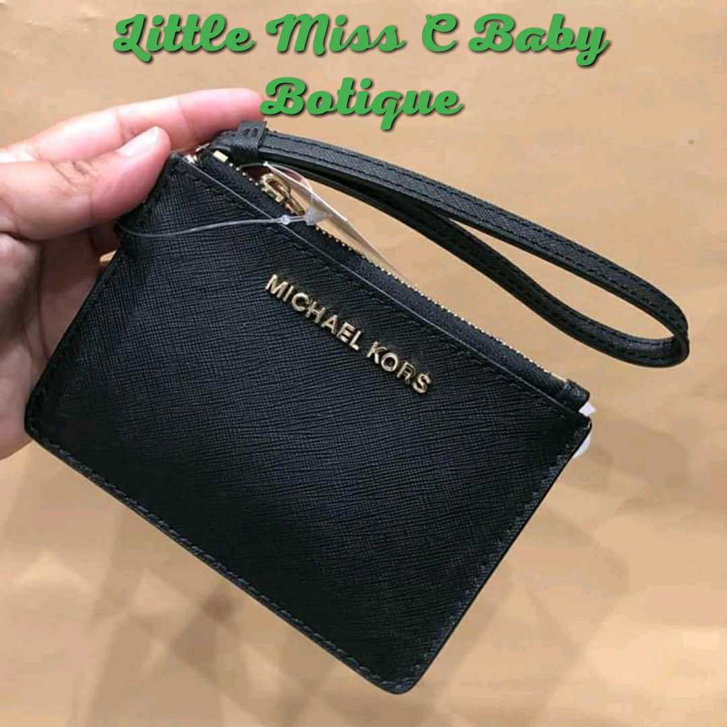 ORIGINAL WITH GIFT RECEIPT MICHAEL KORS MK JET SET COIN PURSE WRISTLET-  BLACK | Shopee Philippines