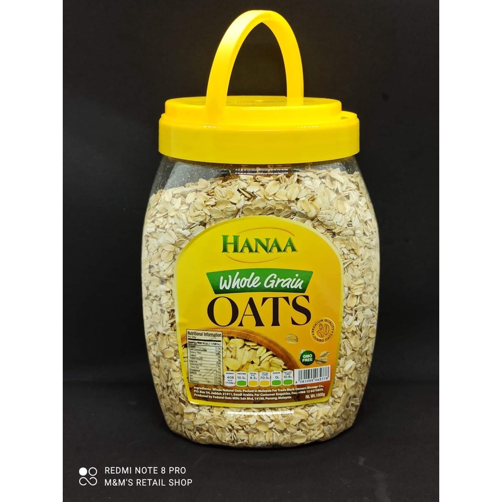 Hanaa Whole Grain Jumbo Oats GMO FREE 1000 grams Traditional | Shopee ...