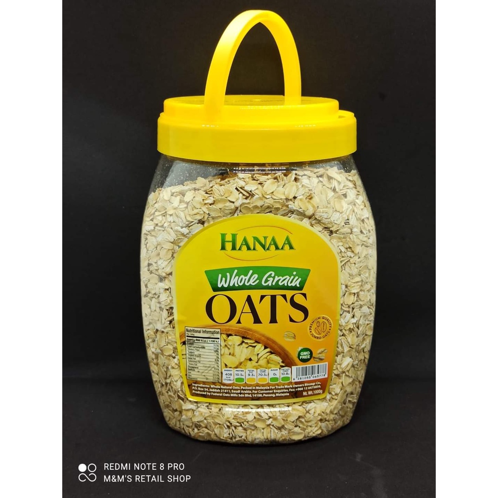 Hanaa Whole Grain Jumbo Oats GMO FREE 1000 grams Traditional Shopee