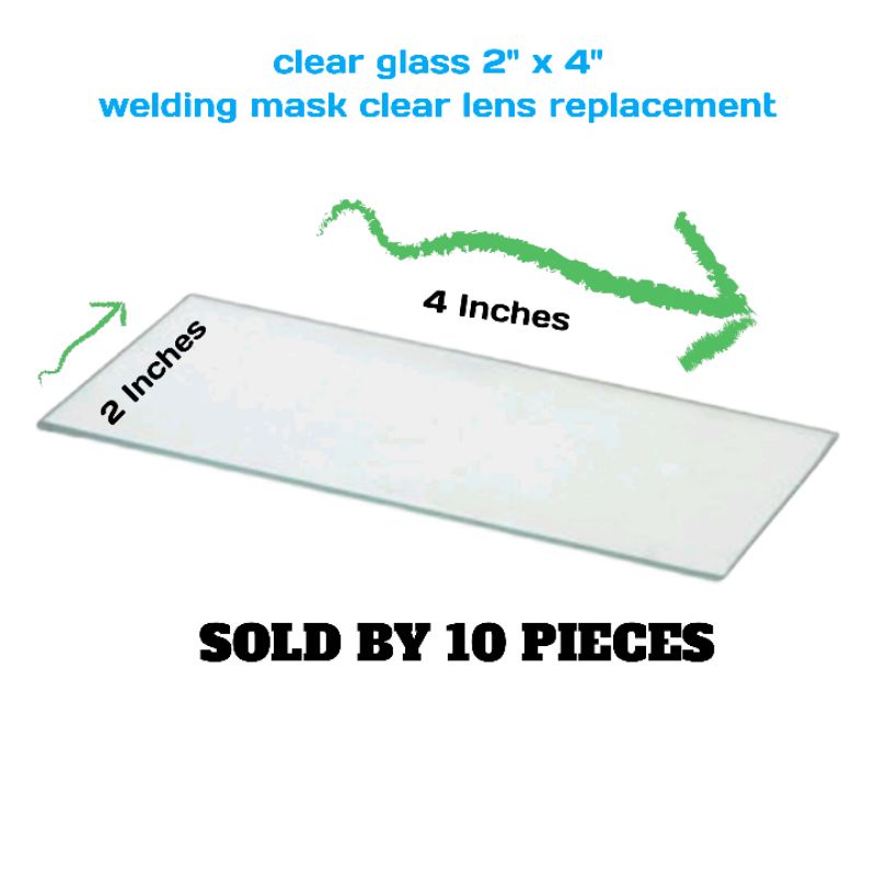 Clear glass 2 inches x 4 inches ,Welding mask clear lens replacement by