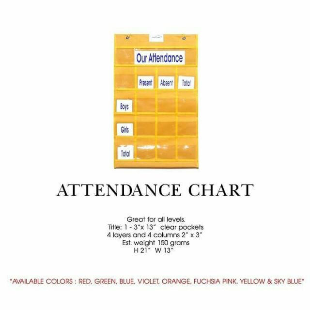 School Classroom Attendance Pocket Chart With 72 Colo 4506