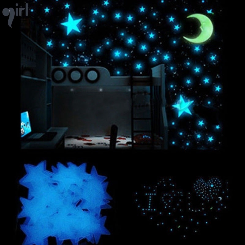 100x Home Wall Night Glow Space Star Stickers Ceiling Decal Baby