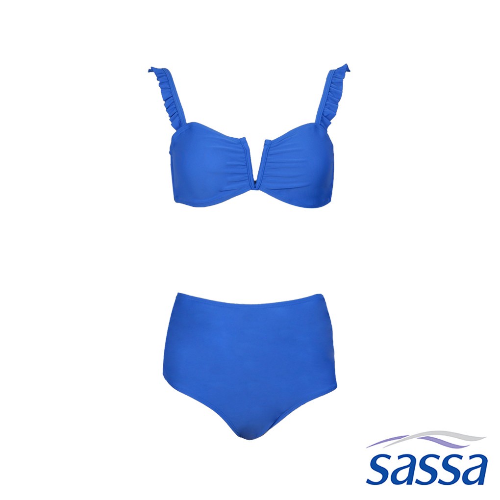 Manila Stock Sa Two Piece Blue Bandeau Bikini Top High Waist Boyleg