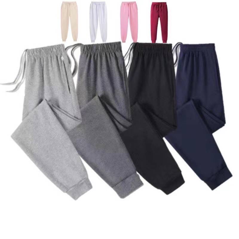 Unisex Plain Cotton Jogger Pants Makapal Tela with zippers #5