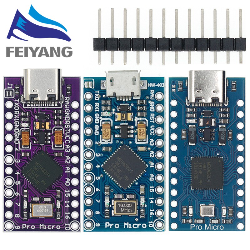Mini/Type-C/Micro USB Pro Micro ATMEGA32U4 5V/16MHZ module With the ...