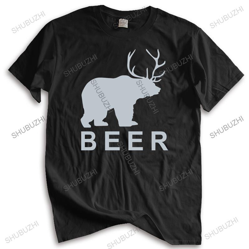 Mens summer cotton tshirt loose tops Beer Bear Deer T-Shirt Drinking Stag Alcohol Slogan unisex t-shirt teenagers cool tops