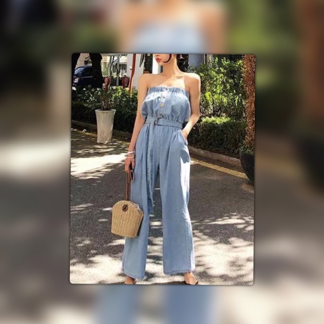 denim tube jumpsuit