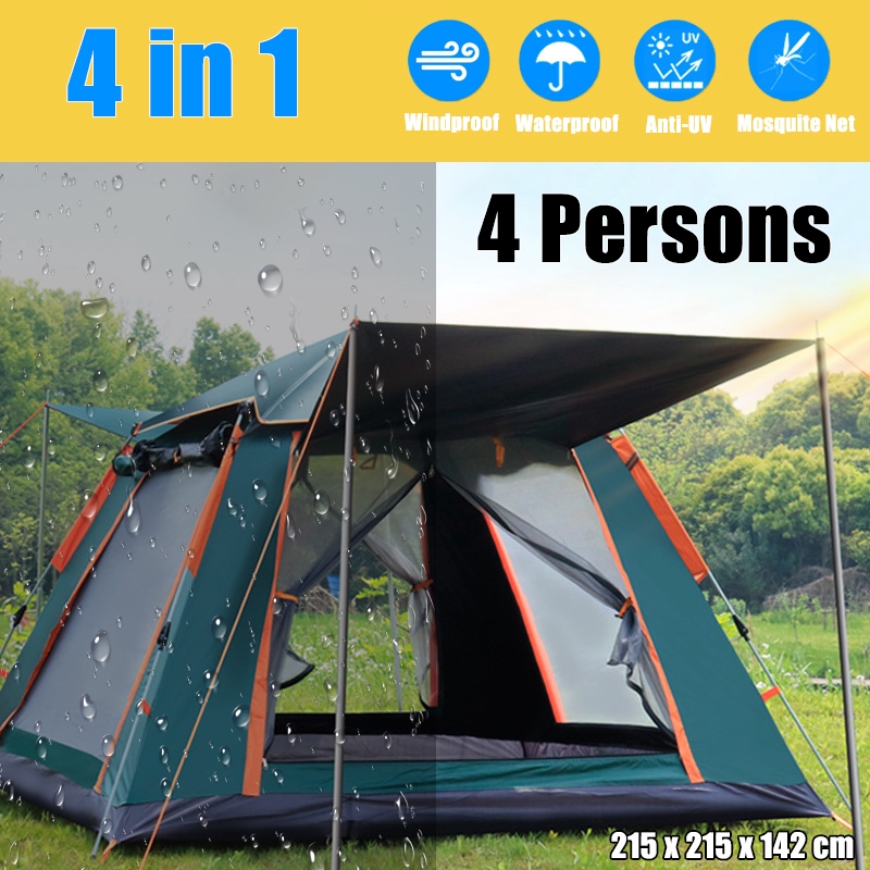 Family Camping Automatic Tent 4 Person Large Space Tents Automatic