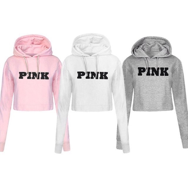 crop top hoodie pink