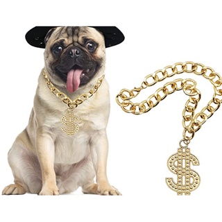 Gold Chain Dog Collar Adjustable Cuban Link Dog Necklace Puppy Cat Costume Outfits Accessories