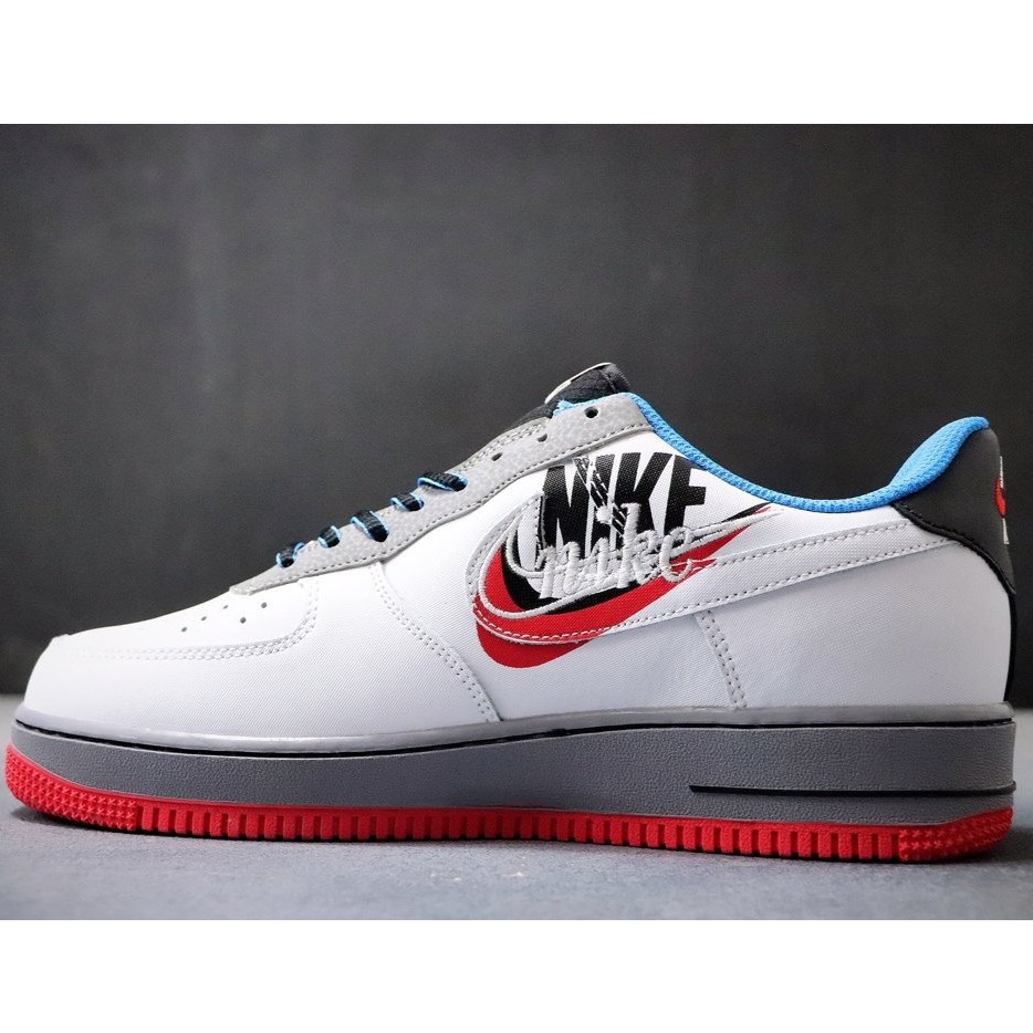 blue and white air force ones low