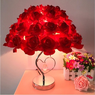 Rose Crystal Table Lamp Gift Creative Wedding Room Decoration Warm Garden Bedroom Bedside Desk Light #7