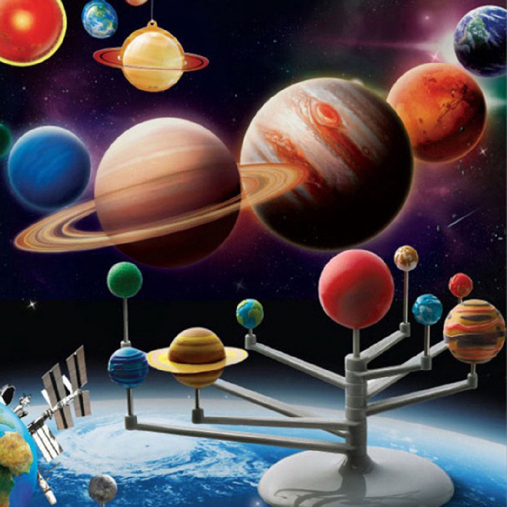Creative Children Educational Toys 3D Solar System 9 Planets Assembling Model 