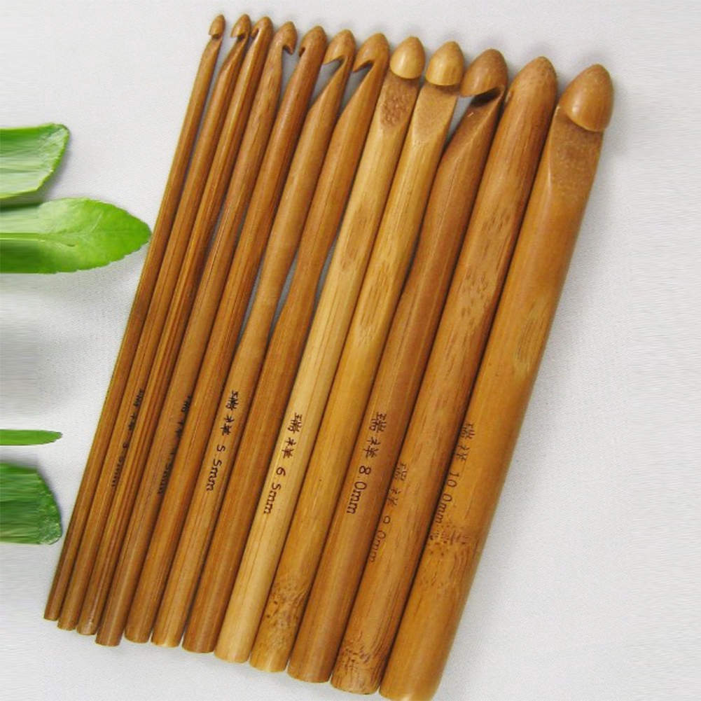 12pcs/set 310mm Wood Knitting Hook Bamboo Crochet Shopee Philippines