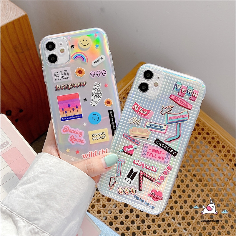 Casetify B T S Iphone 12 Mini 12 Pro Max Iphone 11 Laser Case Iphone 11 Pro Max Iphone 7 8 6 6s Plus Xr X Xs Max Se Ins Cute Cartoon Lable Sticker Soft Phone Cover Shopee Philippines