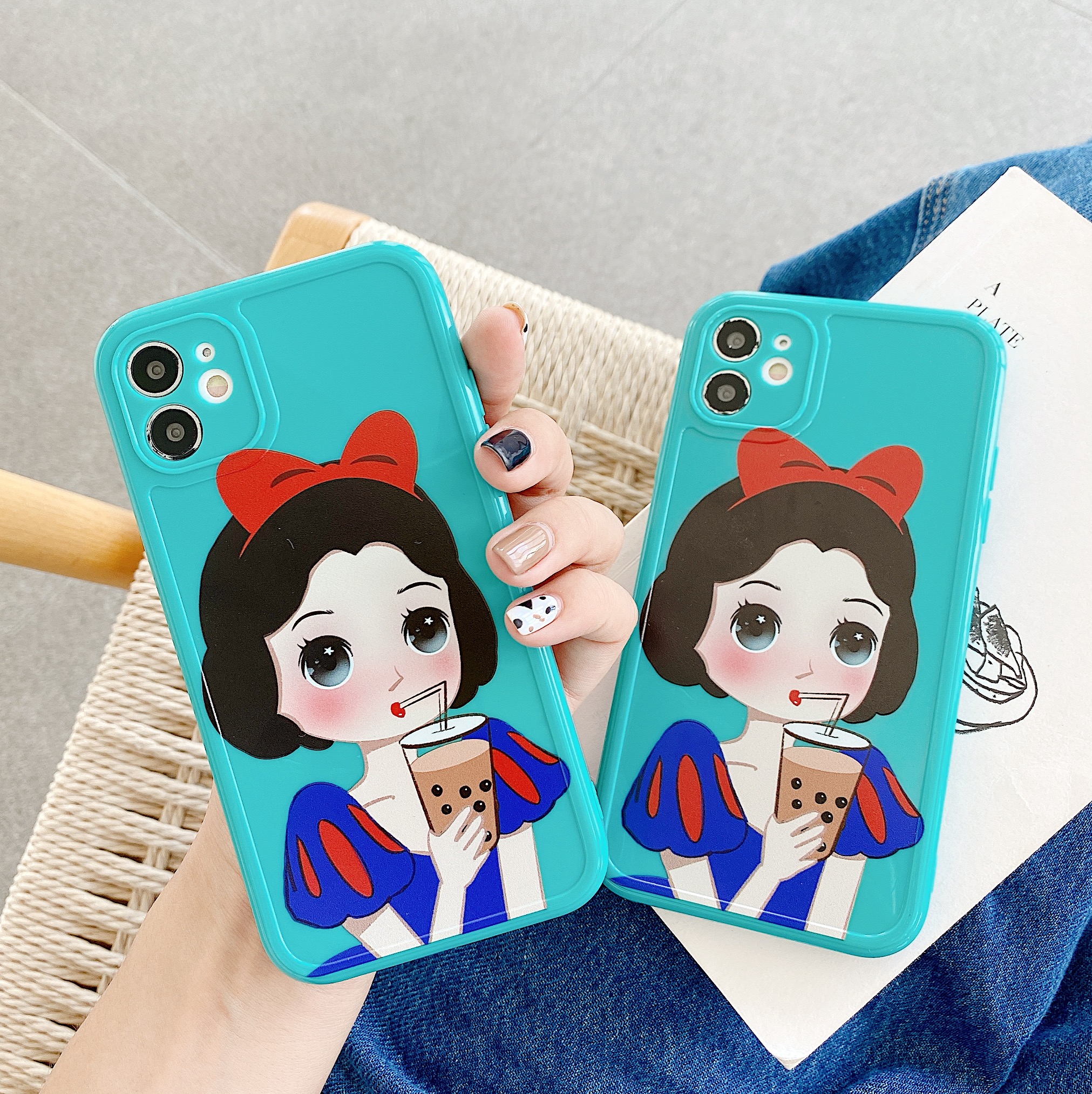 Shockproof Case For Iphone 12 Iphone 12 Pro Max Iphone 12 Mini Cover New Future Straight Edge Princess Female Cute Blue Phone Case For Iphones 11 Pro Max Girl Soft Cover For