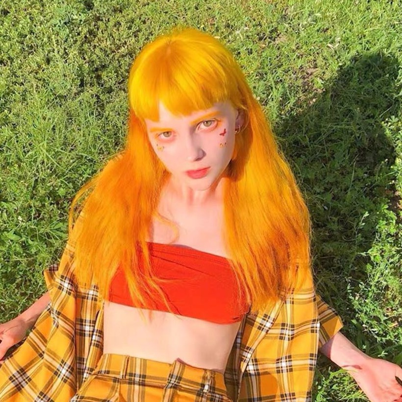 70cm Women Long Curly Wavy Wig Synthetic Hair Ombre Color Synthetic Wig