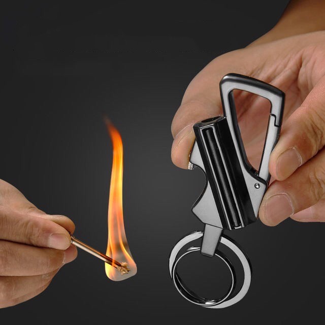 Lighter Matches Zippo Style Multifunction Metal Keychain Bottle