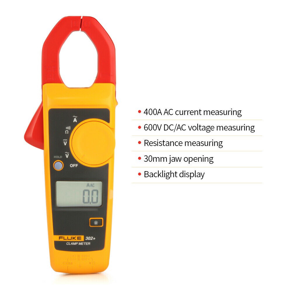 F302 Handheld Digital Clamp Meter Multimeter Tester DMM AC/DC Volt