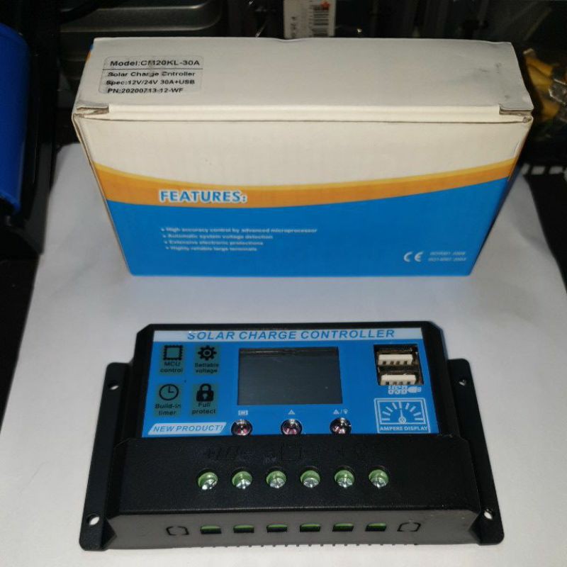 Solar charge controller for lifepo4 battery 30a amphere display