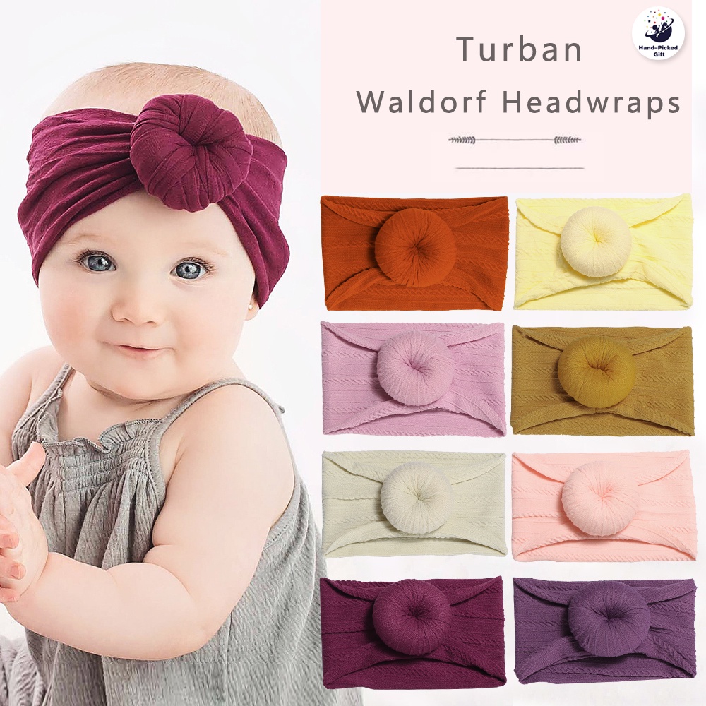 Baby Girl Nylon Turban Headband Kids BowKnot Elastic Hair band Bow