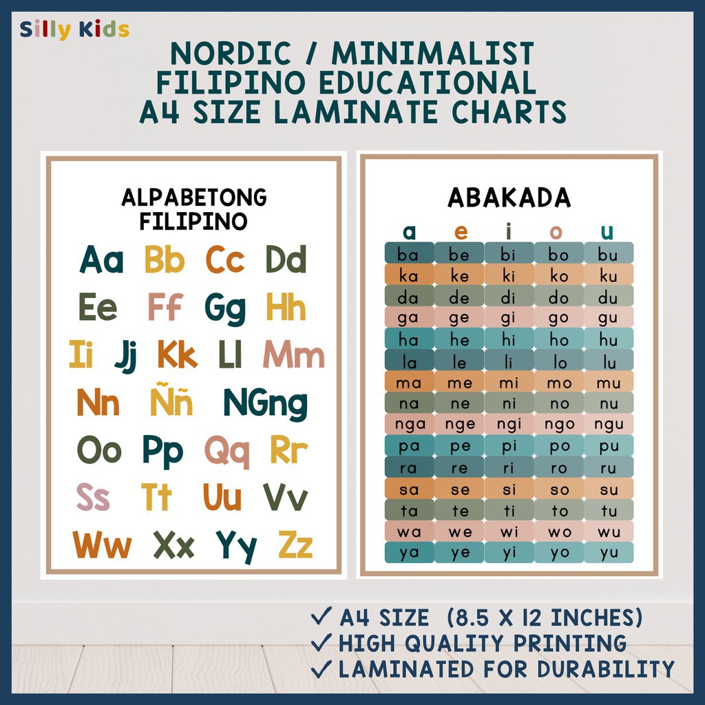 Filipino Wika Size Laminated Nordic Minimalist Educational Wall Charts Shopee Philippines