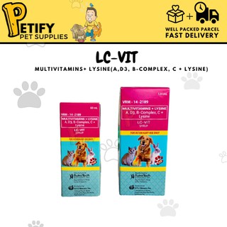 LC VIT 120ML and 60ML Syrup Multivitamins for Pets. Dogs, Cats, Rabbits, Hamster, Poultry
