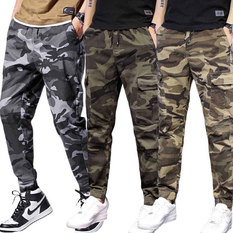 Camouflage 6 Pocket Men Sweats Sports Fitness Men Pants Joggers Slim Fit Cargo Pants for Men New