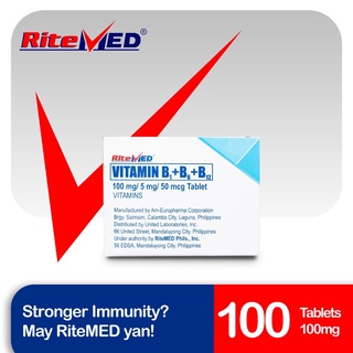 RiteMED Vitamin B Complex 100 mg/5mg/50 mcg per tablet 100 Tablets (Good Health And Well-Being)