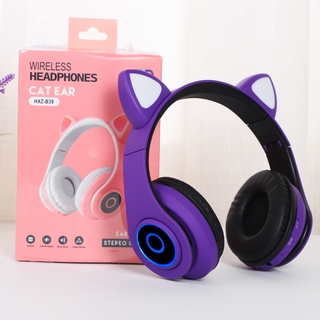 Dj Cat Ears Headset Bluetooth Luminous 5 0 Ins Style Wireless Luminous Headphones Computer Gaming Cute Girl Party Flash Led Shopee Philippines - purple cat ears headphones roblox purple cat ears