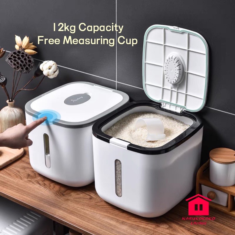 High quality 12kg Rice Dispenser rice Storage with measuring cup