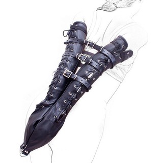 Armbinder Harness Sleeve Leather Double Arm Binder Gloves Bondage Arms Behind Back Handcuffs