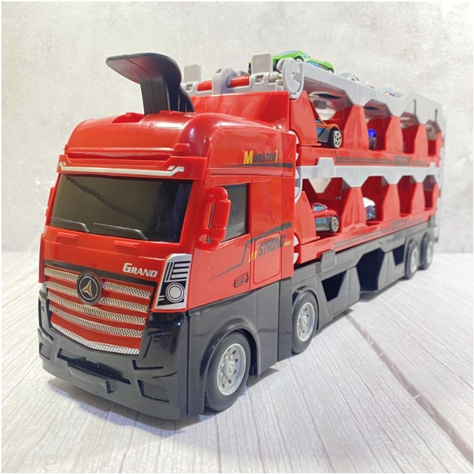 ToyCentral Long Truck Car Storage Vehicle Play Set for Kids (with 8