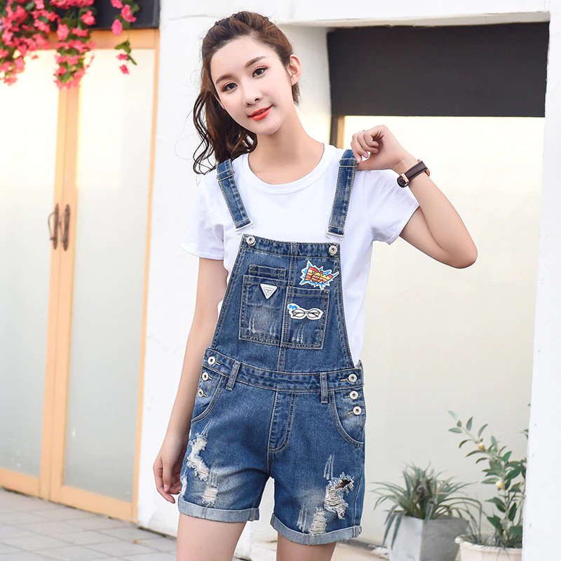 denim short jumpsuit