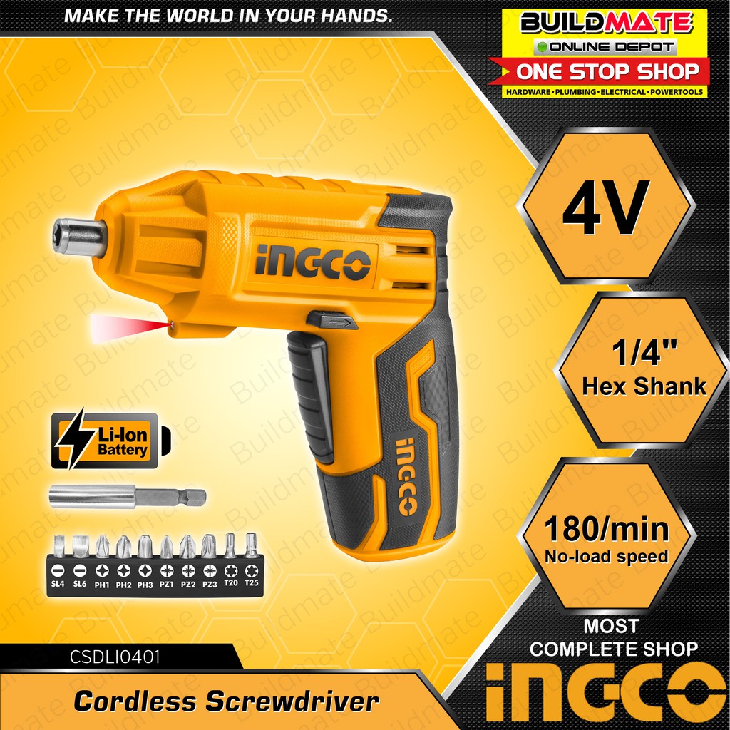 INGCO LithiumIon Cordless Screwdriver Handy Screw Driver 4V CSDLI0401
