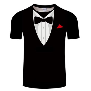 Bow Tie 3D T shirts Summer Men T shirt Tuxedo Retro Tie Suit 3D Print Tshirt Casual Short Sleeve Str #7