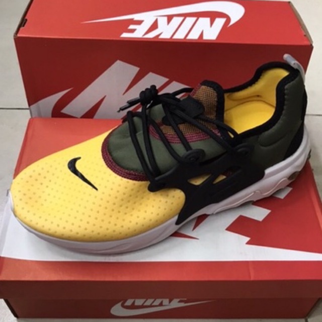 nike presto react yellow olive green