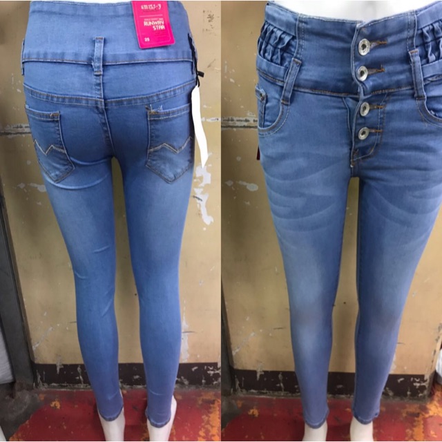 high waisted jeans with 4 buttons