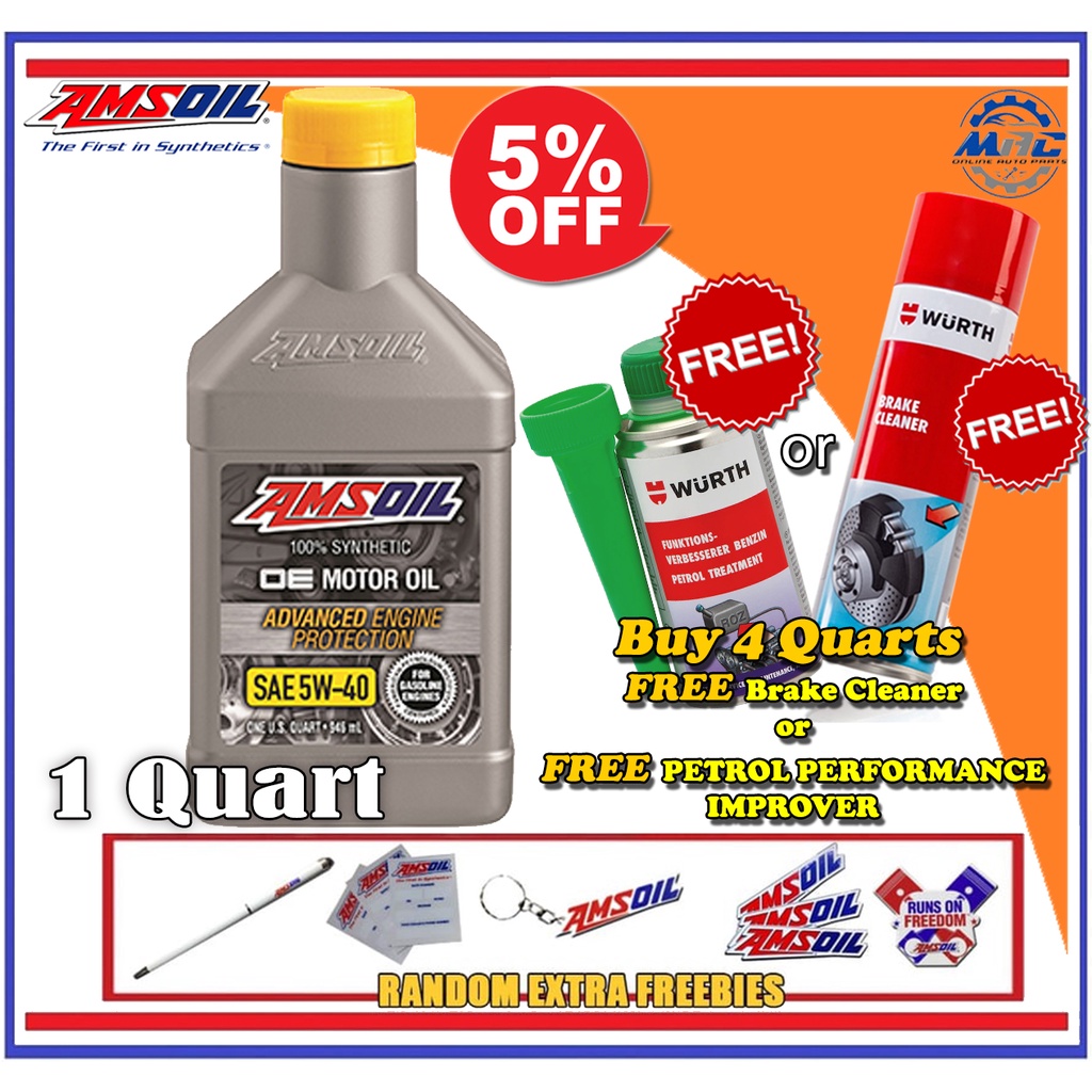 AMSOIL OE Motor Oil 5W40 Fully Synthetic GAS ENGINE oil 1 Quart