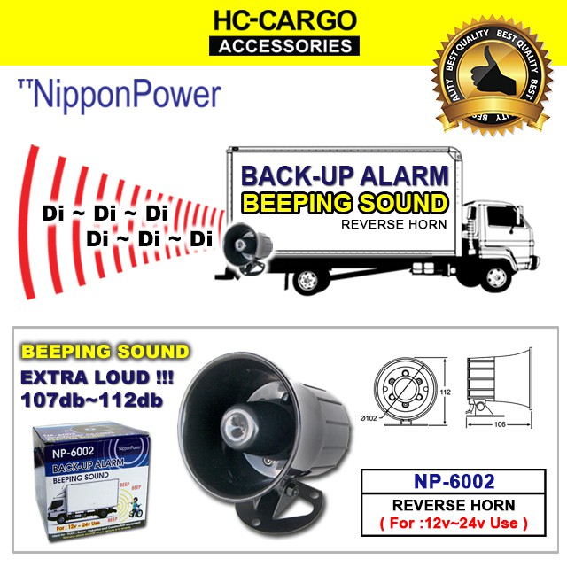 Nippon Power BackUp Alarm Reverse Horn BUZZER Beeping Sound EXTRA LOUD