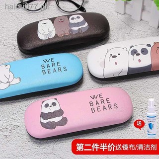 ready stock℡❖◈cute child student myopia glasses case female Korean small fresh panda pattern eye storage box male mirror cloth