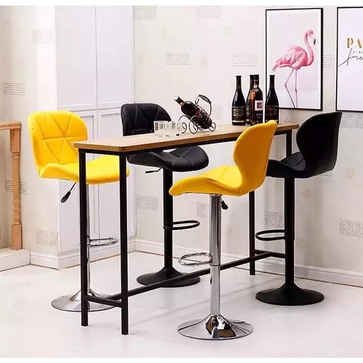 Adjustable Bar Stools Faux Leather Seat with Foot Rest for Bar Counter