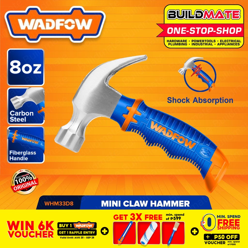 WADFOW Mini Claw Hammer 8oz Unique Fiberglass Handle