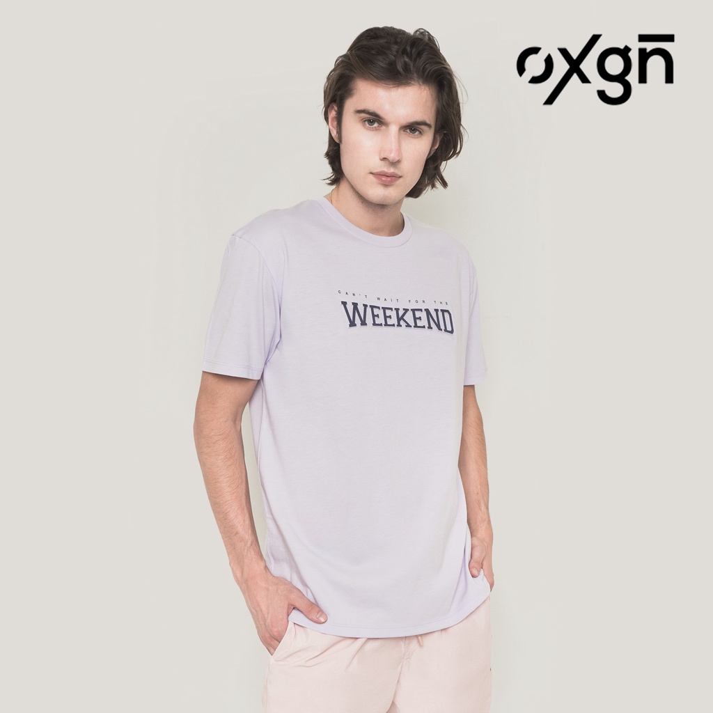 OXGN Weekend Easy Fit Graphic T-Shirt With Special Print For Men (Pale Lavender)