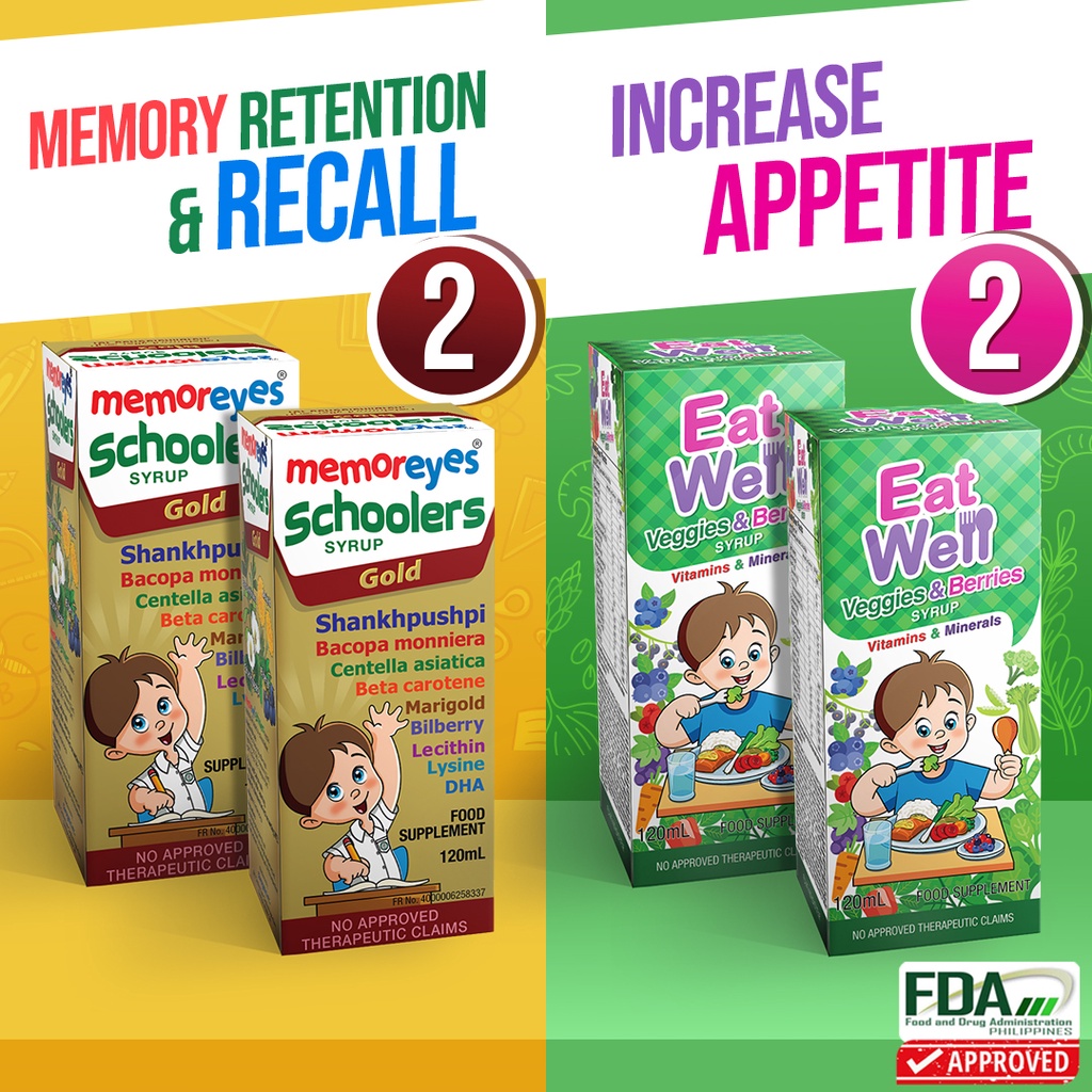 2MESxEW COMBO 2 MemorEyes Schoolers Gold Memory Boost, 2 Eatwell ...